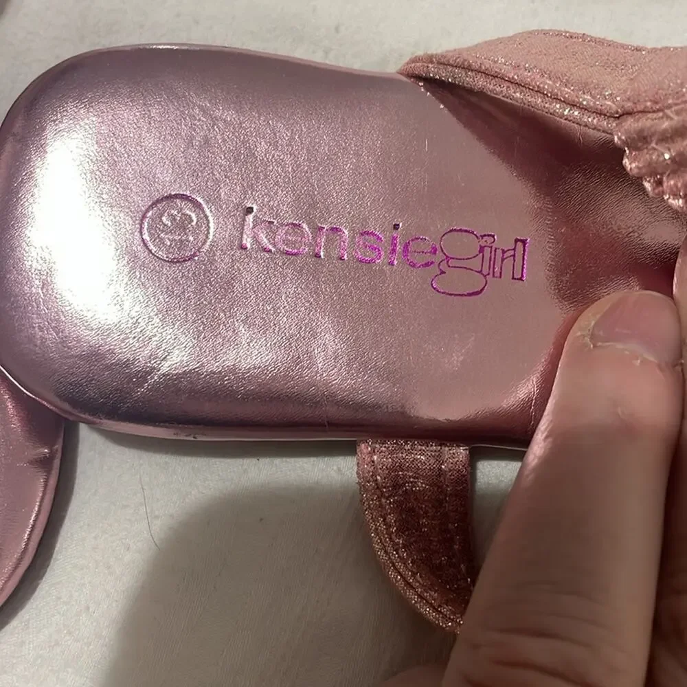 Kensie Girl 13 pink metallic tween toe sandals elastic strap worn once euc